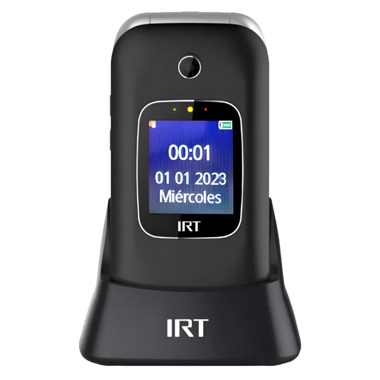 Teléfono Senior IRT Teléfono Senior IRT color negro con tapita y doble pantalla.